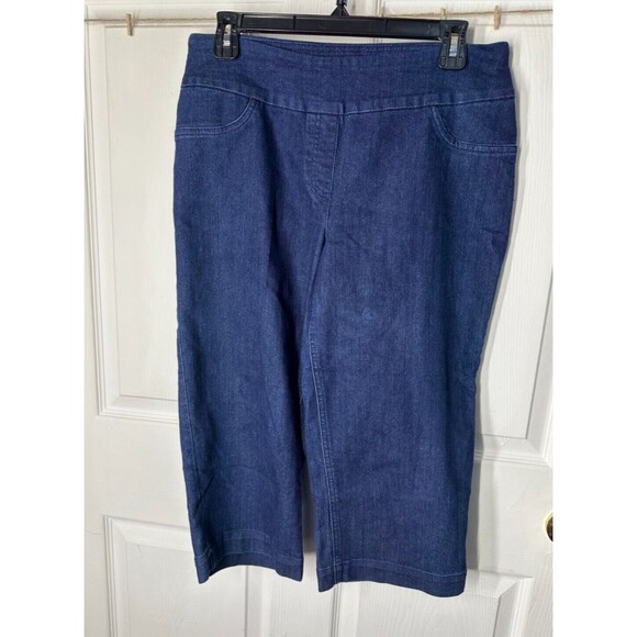 Westbound Petites Capri Pants Women's 12P Denim Dark Wash Pull-On High Rise - Picture 1 of 5
